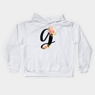 Letter G With Watercolor Floral Wreath Kids Hoodie